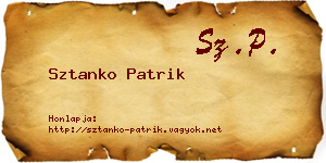 Sztanko Patrik névjegykártya